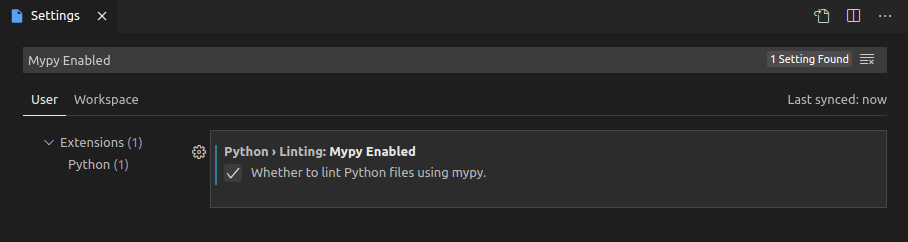 VS Code 中启用的 mypy