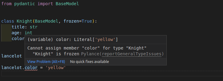 VS Code 中带有模型的严格类型错误
