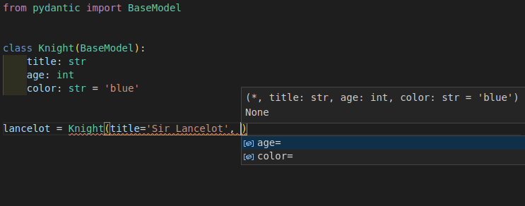 VS Code 中的 Pydantic 自动补全
