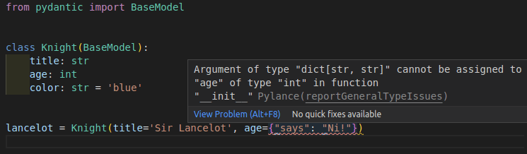 VS Code 中的无效数据类型错误检查
